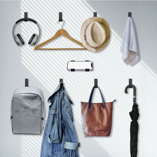 Foldable Wall Hooks Aluminum Foldable Hooks for Hanging Foldable Coat Hooks Bathroom Wall Towel Hooks Headphone Wall Hooks (Black 6pcs)