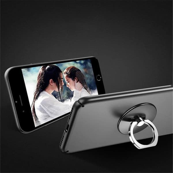 Sort fingerformet telefonholderring 360 graders rotation metal til iPhone Samsung Galaxy Note Huawei-serien