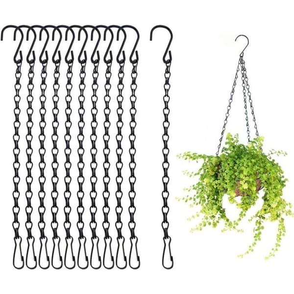 Förpackning med 10 robusta blomkrukehängkedjor längd 50 cm svart färg YYV