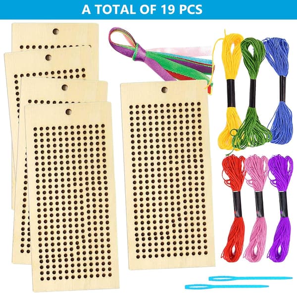 Träkorsstygnsbokmärkeskit, 5-pack broderistarterkit