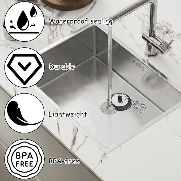 Allecto Plus - Universal Drain Plug 3 Pieces - Drain Plug with Chain - Bathroom & Kitchen