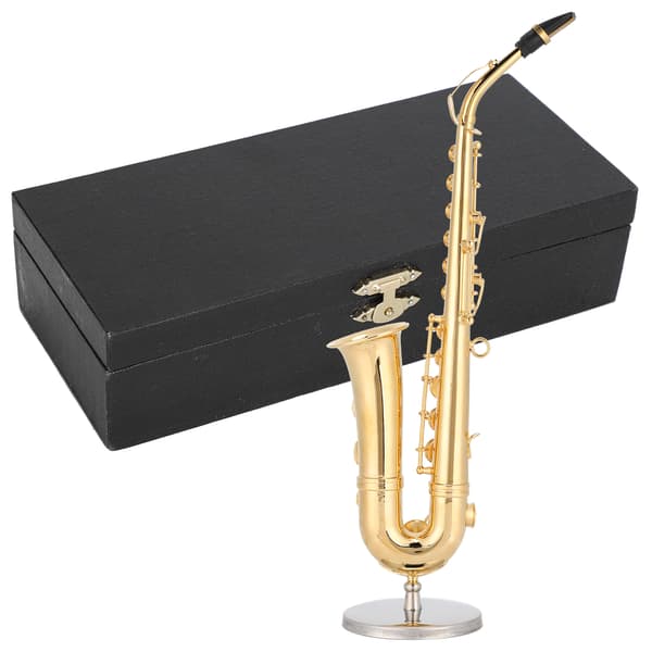 Saksofonpynt Miniatyrdekorasjon Minimusikkinstrument Modell Gavehåndverk 19cm