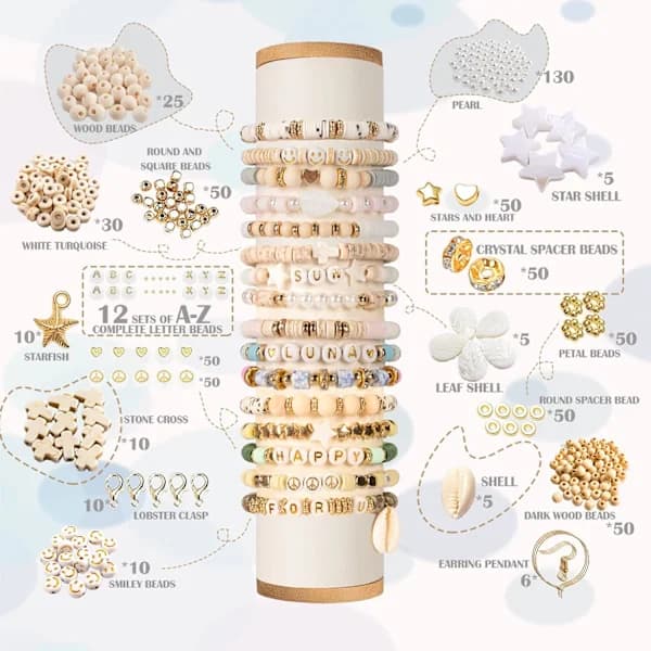 Clay Beads 8000 pcs 2 Boxes Bracelet Making Kit - 24 Colors Polymer Clay Beads for Bracelet Making Set