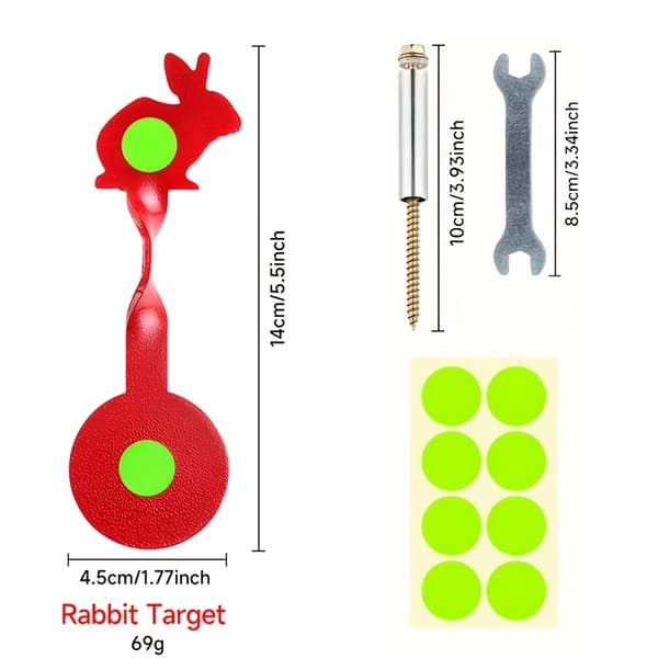 Automatic Rotating Airsoft/NBB BB Gun Target with 360° Spinning Motion - Red & Green Shooting Practice System, Durable Outdoor/Indoor [DB] Rabbit Target Rabbit Target