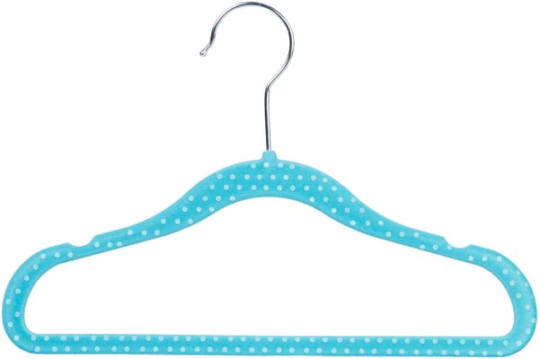 Children's clothes hangers with flocking, 20-pack, blue dots blue