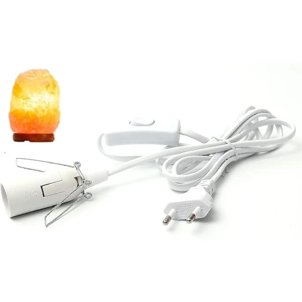 Kabel til saltlampe med afbryder - E14-1,8 M - Fatning til saltlampe, Hvid-hy