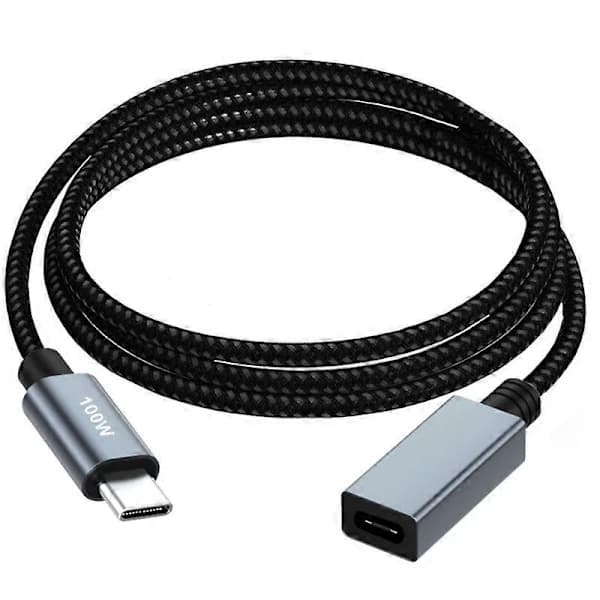 Nylonflettet USB-C han til hun forlængerkabel 100W Power Delivery 480 Mbps 2 m