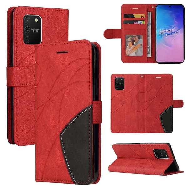 For Samsung Galaxy S10 Lite / A91 Two-tone Splicing Horizontal Flip PU Leather Case with Holder & Card Slots & Wallet [DB] Red Red
