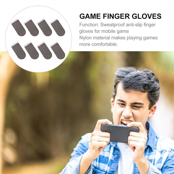 8 stk. gaming tommelfingerbeskyttere af sølvfiber svedafvisende fingerspidshylster til præcis mobilcontroller og skydespil -