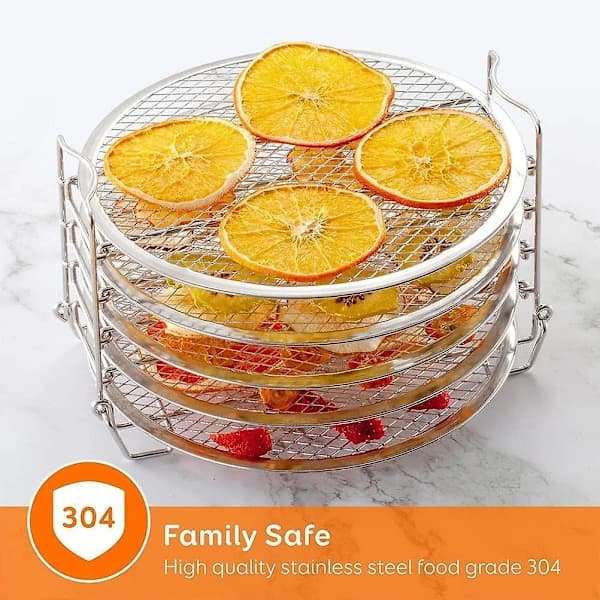 5-Tier Air Fryer Rack Stackable Food Grade Stainless Steel Dehydrator Rack