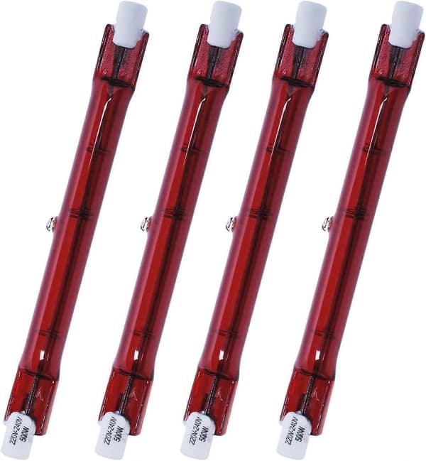 500 Watt Ruby-kompatibel med Heatmaster R7 halogenvarmelampe for terrassevarmer - 4-pakning