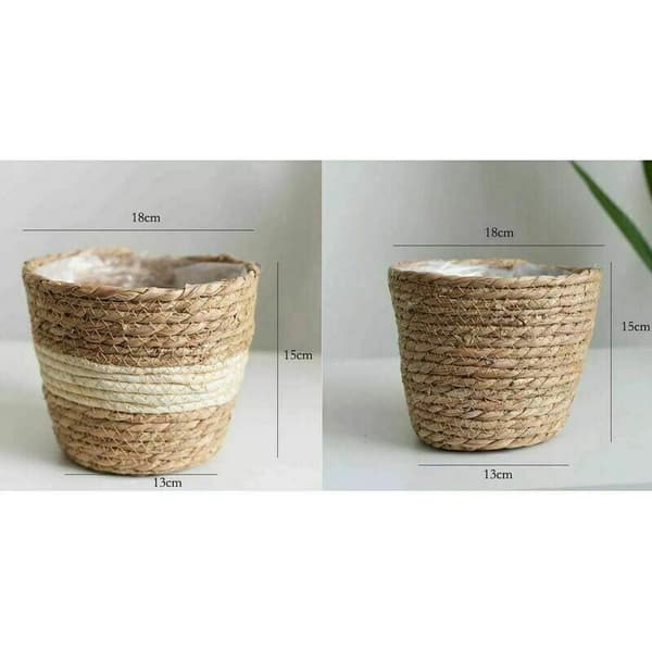 Seagrass Basket Plant Baskets Planter Basket Storage 18cm Set of 2