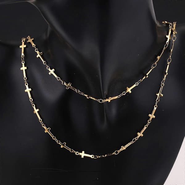 Kors Håndlavet Ledkæde Guld Rustfrit Stål 100cm DIY Armbånd