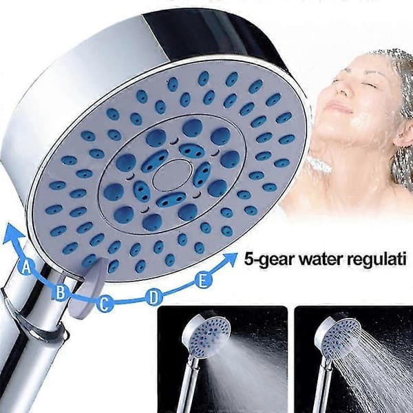 5-Speed Water Regulation Handheld Shower Head for Bathroom with Rain Effect Q