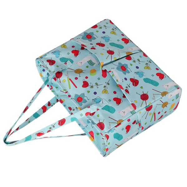 Crochet Hook Bag Waterproof Oxford Cloth Blue Pattern Large Capacity Wool Storage Bag Sewing Tools
