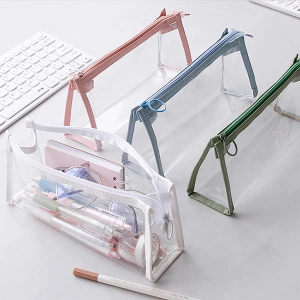 Transparent Pencil Case Large Capacity Simple Pencil Case Kawaii Cosmetic Bag School Study Office Supplies