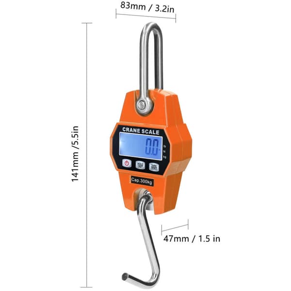 Digital Crane Scale 300kg/660lb, Portable LCD Hanging Scale with Hook for Hunting, Agriculture, Factory - Accurate Sensor