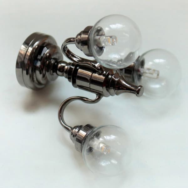 1:12 Mini Modern Miniature 3 Arm Lamp Can Light LED Ceiling Lamp Glass Shade Decoration