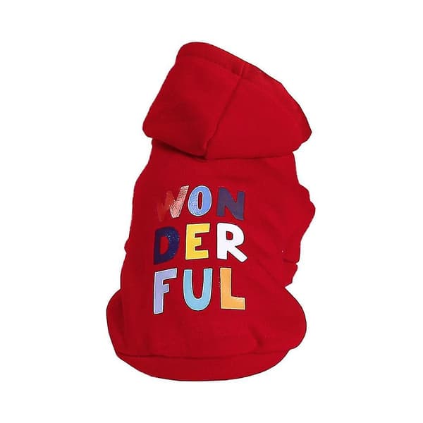 Soft Dog Clothes with Hood, Wonderful Letter Print, Pullover with Closure