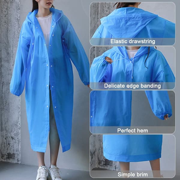 Vuxen återanvändbara ponchos 2-pack huva dragsko blå ponchos KLB