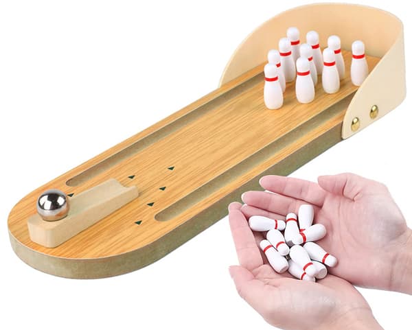 Mini Bowling Game, Wooden Bowling Ball, Bowling Toys