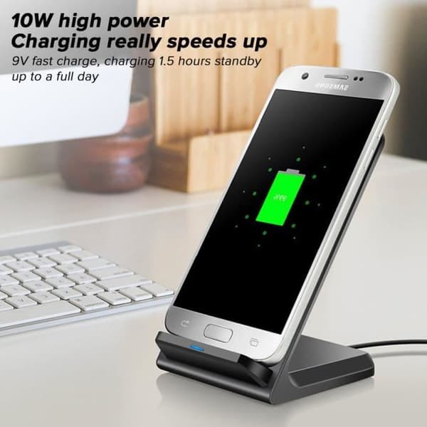 Trådløs oplader, 10W hurtigoplader til Samsung Galaxy S10/S9/S6/Note 10, 7.5W til iPhone 11/11 Pro/11 Pro Max/XS Max[DB]