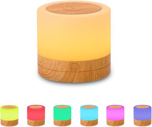 Dimmable LED bedside lamp with touch function, night light with timer, RGB color