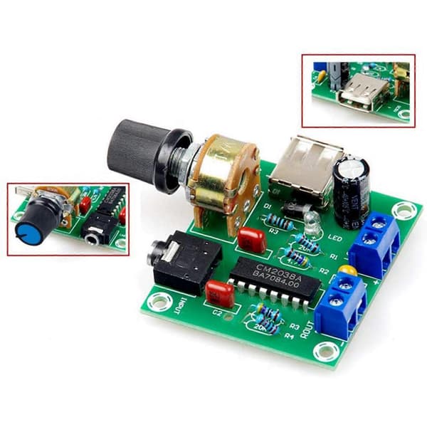 Mini-forsterkerkort 5W+5W HiFi Tokanals PM CM2038 5V USB-strømforsyning Lydforsterker