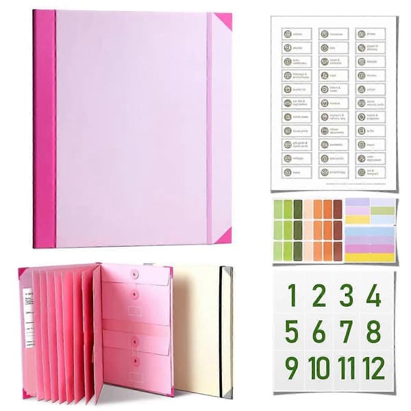 Life Organizer with Labels, \"If I Die\" Binder Organizer with Pockets, \"If I Go Missing\" Binder [DB] Pink Pink
