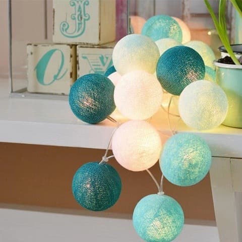 Bomullsball-lyslenker - 3M 20 LED Ball-lyslenker Grønn