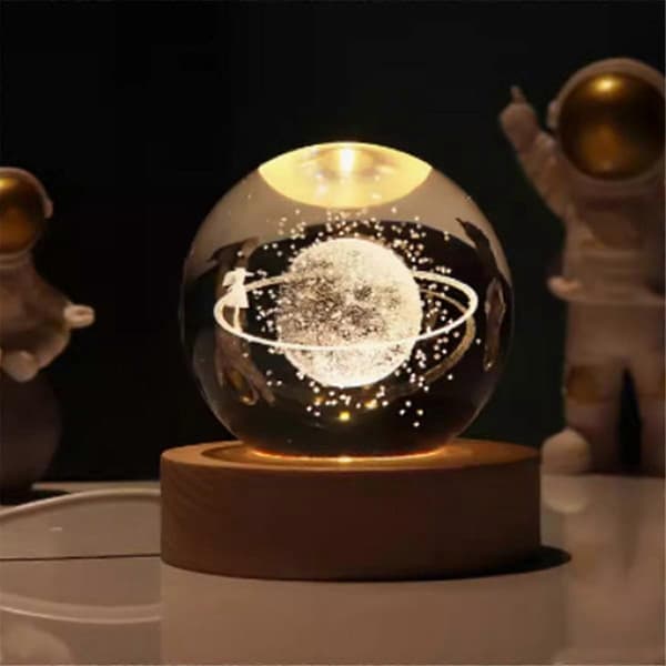 Valentine's Day Gift Galaxy Crystal Ball Lamp 3D Planet Moon Lamp USB LED Night Light, E