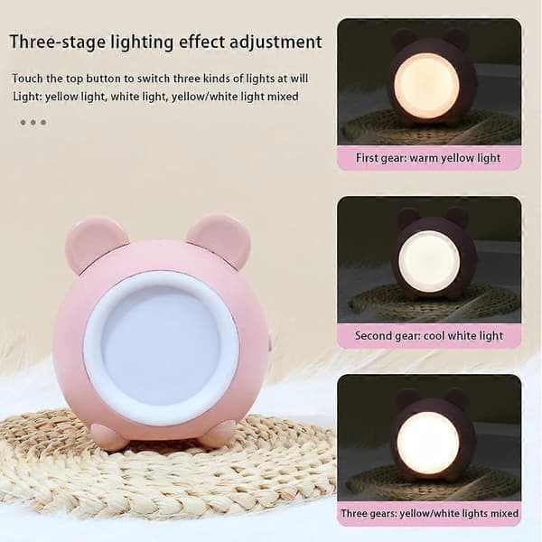 Bærbar LED-bordlampe med touchsensor, søde bordlamper, USB-opladning, belysning, læsning, studier, bogrum, natlampe til C Brun[DB] Brun Brown