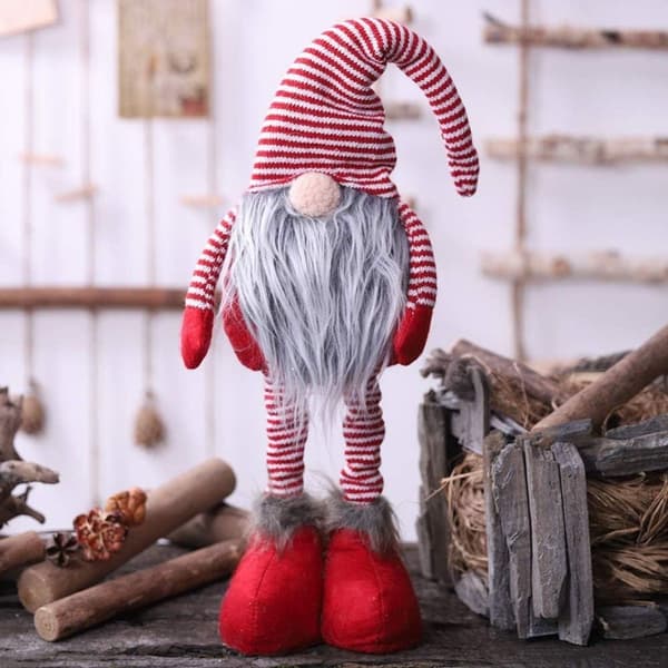 Christmas Striped Knitted Gnome with Retractable Legs KLB
