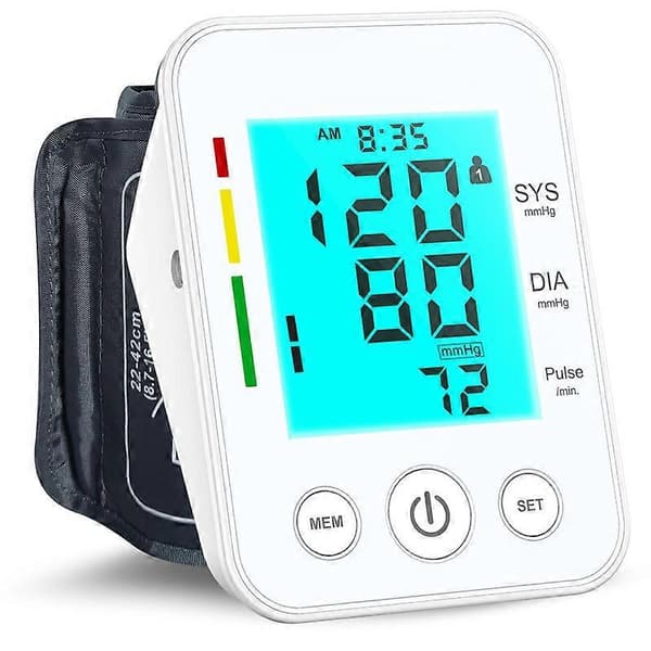 Blodtryksmåler Overarm Stor Manchet, Baggrundsbelyst Stor LED-skærm