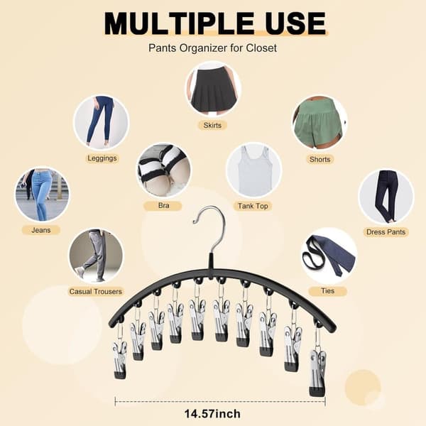 Wardrobe Hanger - 4-pack Metal Clothes Hanger with 10 Clips, Wardrobe Organizer with Rubber Coating_OF