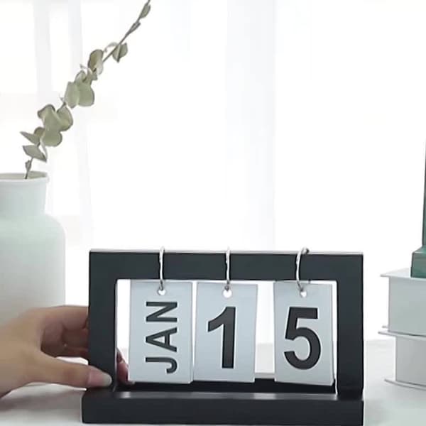 1 Stykke Trebordkalender 2022 Vertikal Vendbar, Retro Evig