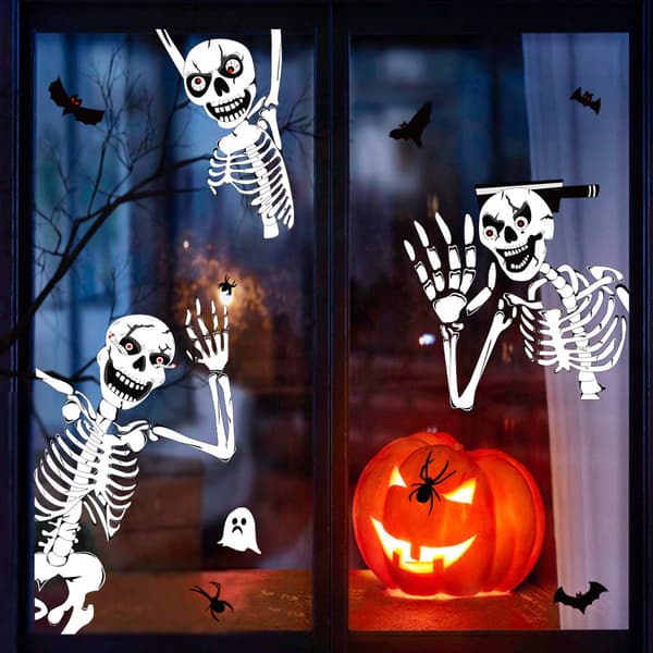 Halloween Window Decals, Skull Decals 25x35CMx4pcs
