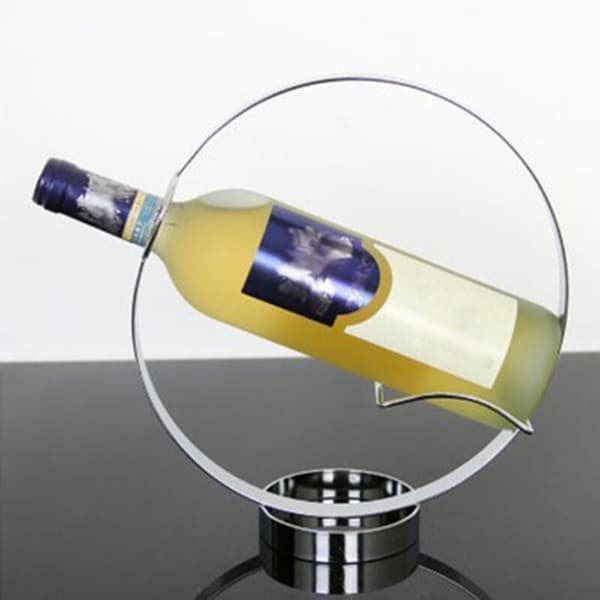 Modern Stainless Steel Wine Rack with Hollow Circle for Restaurant Table