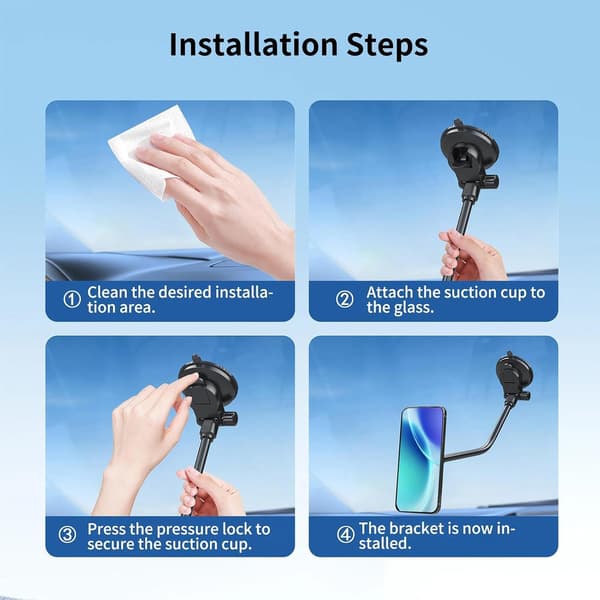 Forrude telefonholder lang ledhals magnetisk universal -
