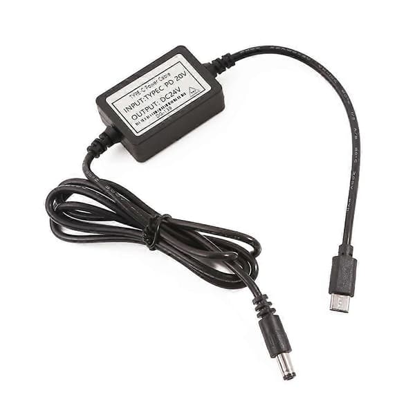 USB Type C PD20V til DC24V Strømkabel til 24V Enheder PD12V 15V 20V til 24V DC5.5x2.1mm Konverter 115CM [db]