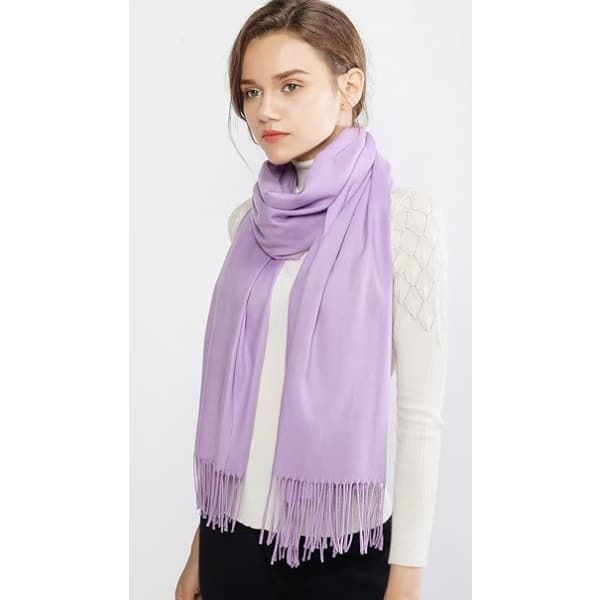 Dame Skjerf Pashmina-sjal og omslag for bryllup Skjerf for kvinner Vinter Lavendel Lavender