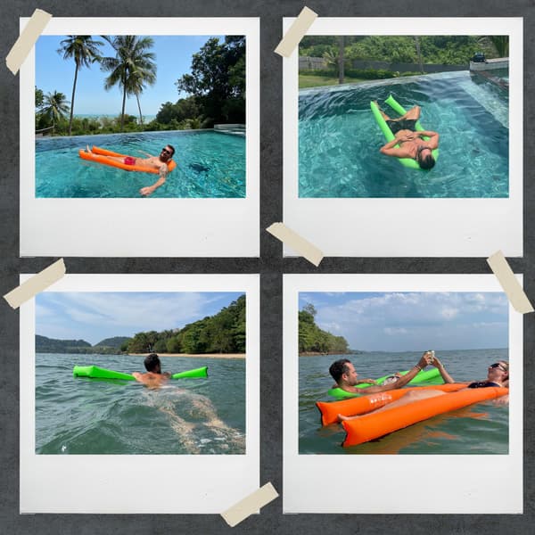 Mesh Bed, Floating Mattress & Carry Bag for the Beach, Inflatable Water Hammock for Pool with Floating Mesh