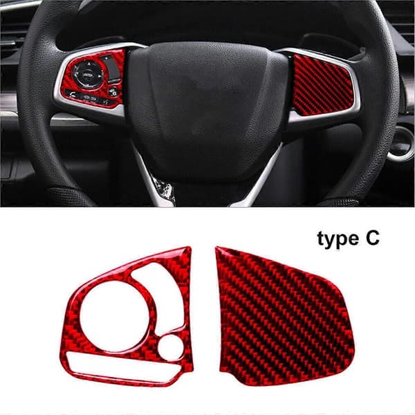 Red Carbon Fiber ABS Steering Wheel Button Switch Protection Trim Decor Sticker for 10th Gen 2016 2017 2