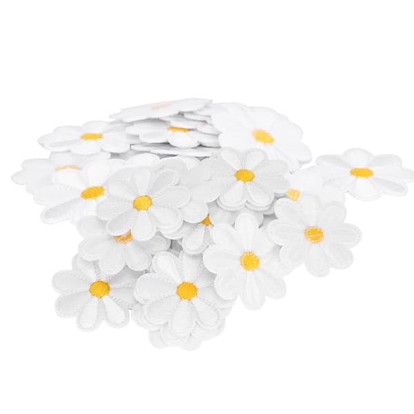 40 Daisy Pattern Embroidered Fabric Stickers, Iron-on Patches, DIY Backpack Clothing Accessories