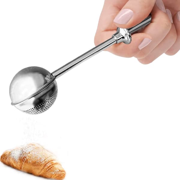 Pulveriseret sukkerstrøer Duster Meldispenser Shaker Rustfrit stål Fjederbetjent håndtag