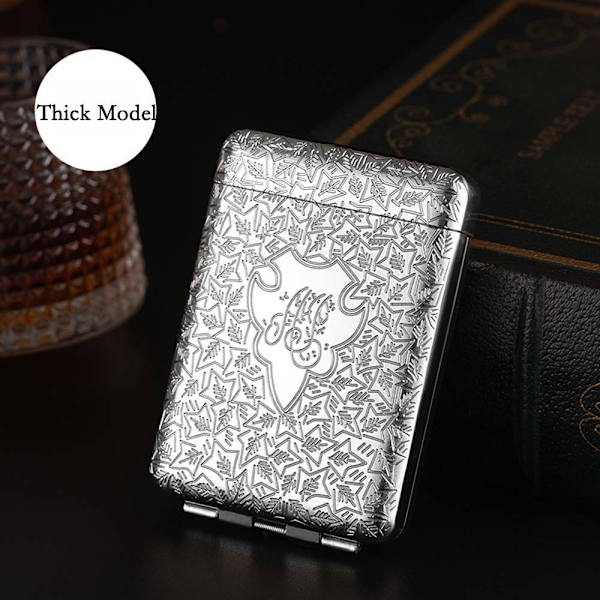 Metal Cigarette Case with Three Compartments - Holds 16 King Size Cigarettes Silver