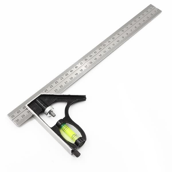 #Kombinasjonsvinkel 300mm rustfritt stål med vater#