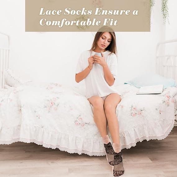 10-pak gennemsigtige blondestrømper, Pop Socks til kvinder, tynde og elastiske absorberende og åndbare netstrømper, størrelser 3 til 7.