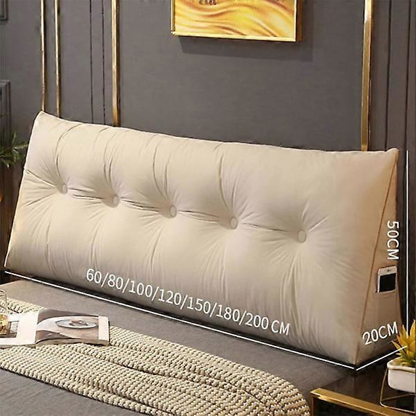 Comfortable Lumbar Pillow Bed Reading Support Triangular Headboard Pillow Bed Wedge Pillow Large Reading Pillow 100x50x20cm, Dark Grey