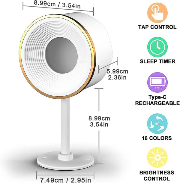 Veggmontert LED-lampe med oppladbart batteri [DB] Hvit White